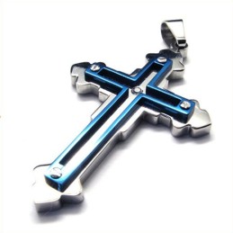 Fashion Cross Titanium Pendant (Blue)