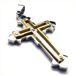Fashion Titanium Cross Pendant Necklace For Men (Golden)