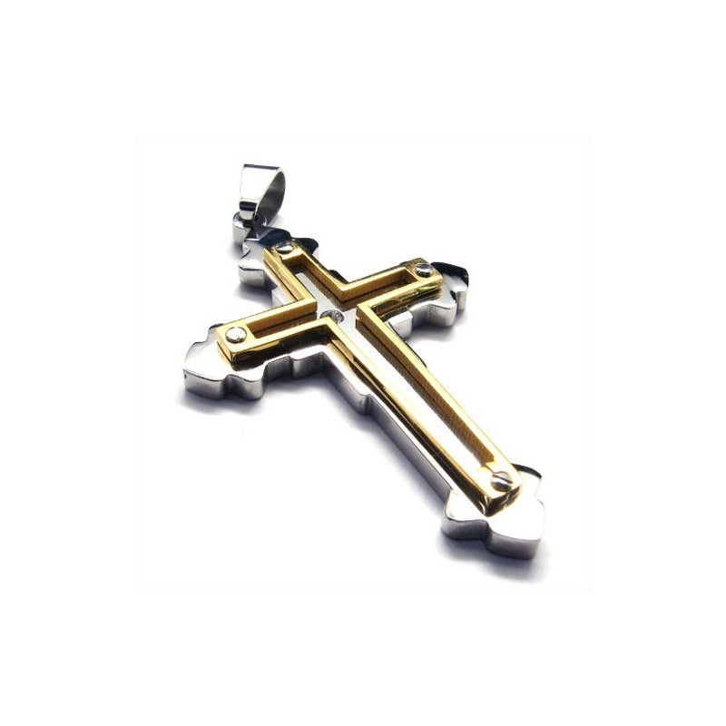 Fashion Titanium Cross Pendant Necklace For Men (Golden) Fashion Titanium Cross Pendant Necklace For Men (Golden)