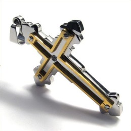 Fashion Titanium Cross Pendant Necklace For Men (Golden)