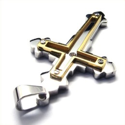 Fashion Titanium Cross Pendant Necklace For Men (Golden)