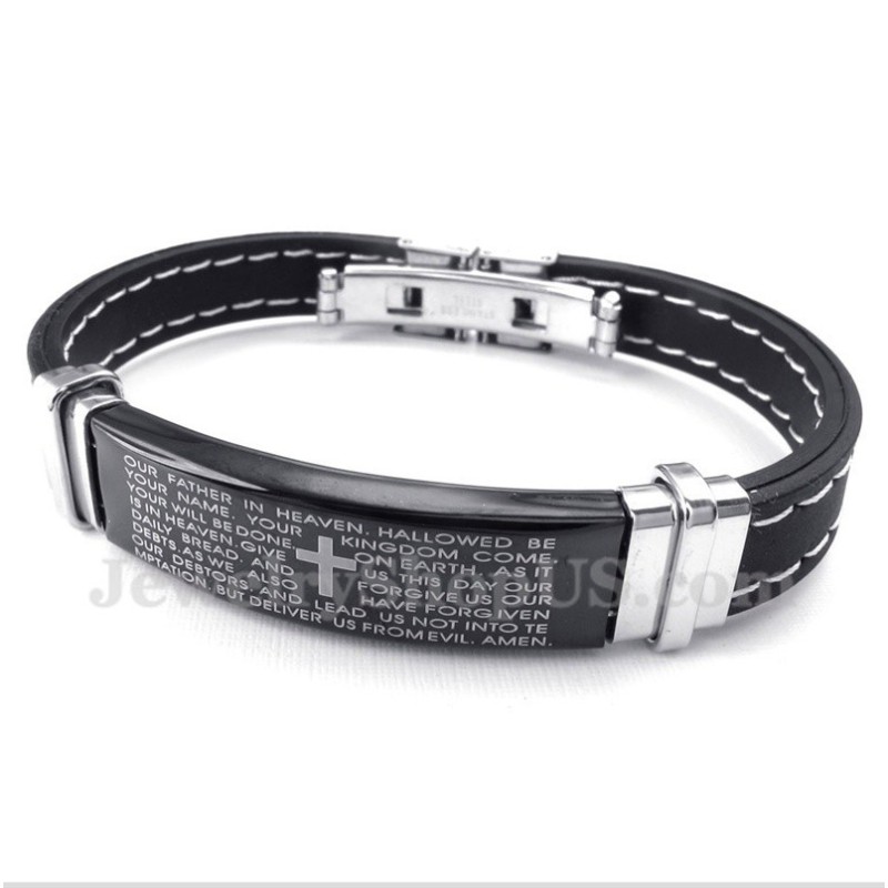Men's Titanium Bible Verse Rubber Bracelet Men's Titanium Bible Verse Rubber Bracelet