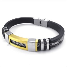 Men's Titanium Rubber Gold Bracelet