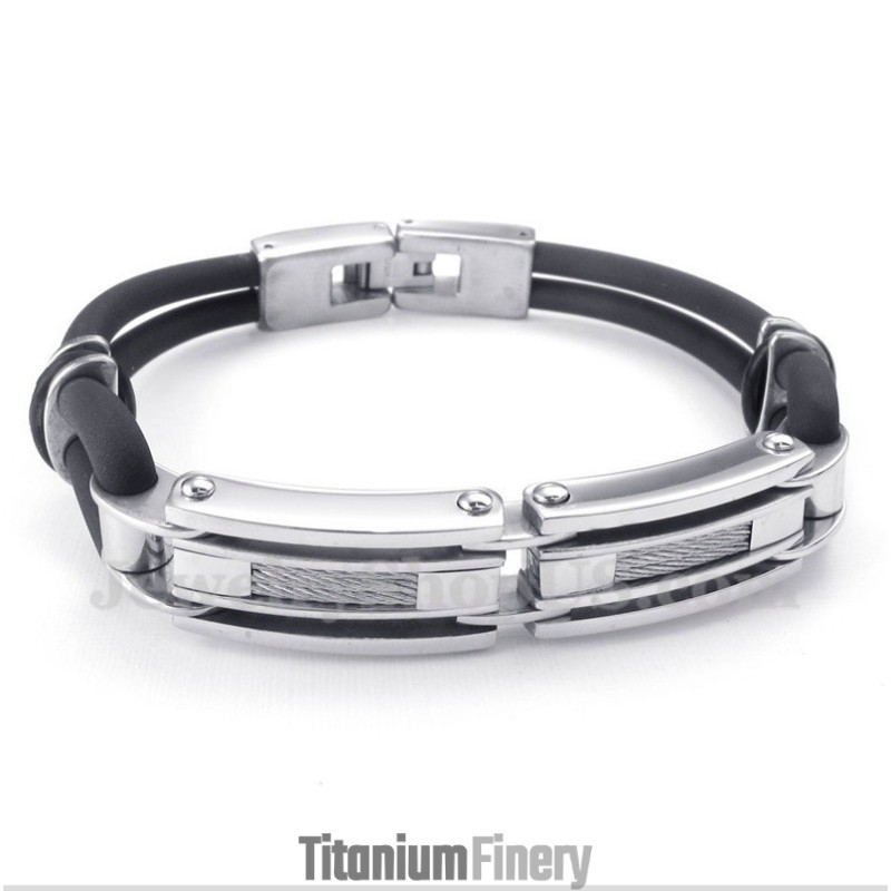 Men's Titanium Rubber Cable Bracelet Men's Titanium Rubber Cable Bracelet