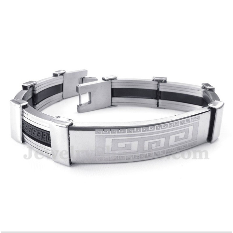 Men's Titanium Rubber Greek Meander Pattern Bracelet Men's Titanium Rubber Greek Meander Pattern Bracelet