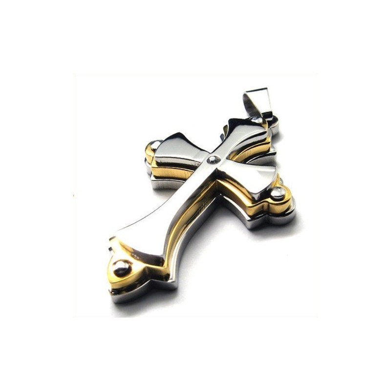 There Layers Cross Titanium Pendant (Golden) There Layers Cross Titanium Pendant (Golden)