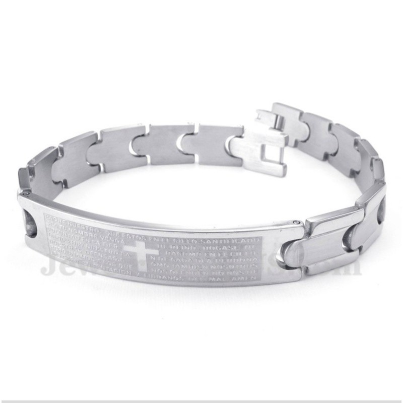 Men's Titanium Spanish Bible Verse Bracelet Men's Titanium Spanish Bible Verse Bracelet