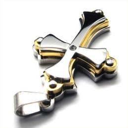 There Layers Cross Titanium Pendant (Golden)