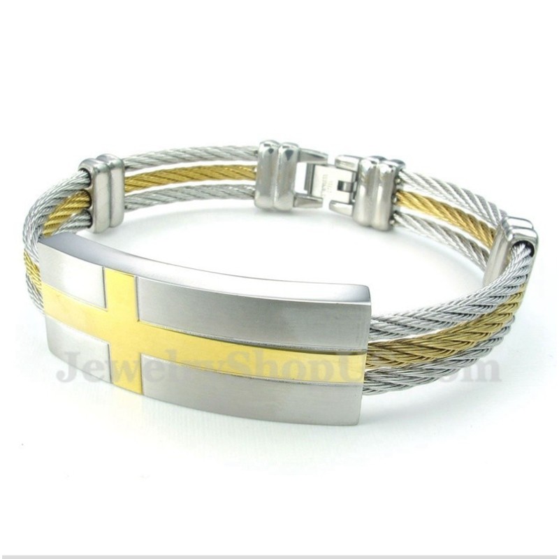 Men's Titanium Cross Cable Bracelet Men's Titanium Cross Cable Bracelet