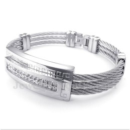 Men's Titanium Diamond Cable Bracelet
