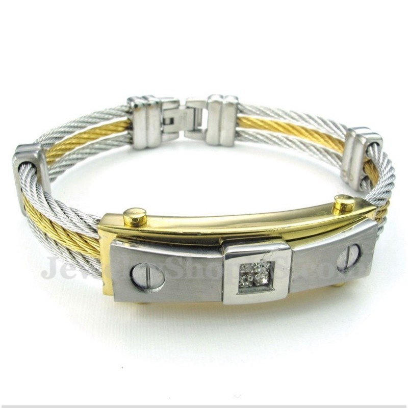 Men's Titanium Diamond Cable Bracelet Men's Titanium Diamond Cable Bracelet