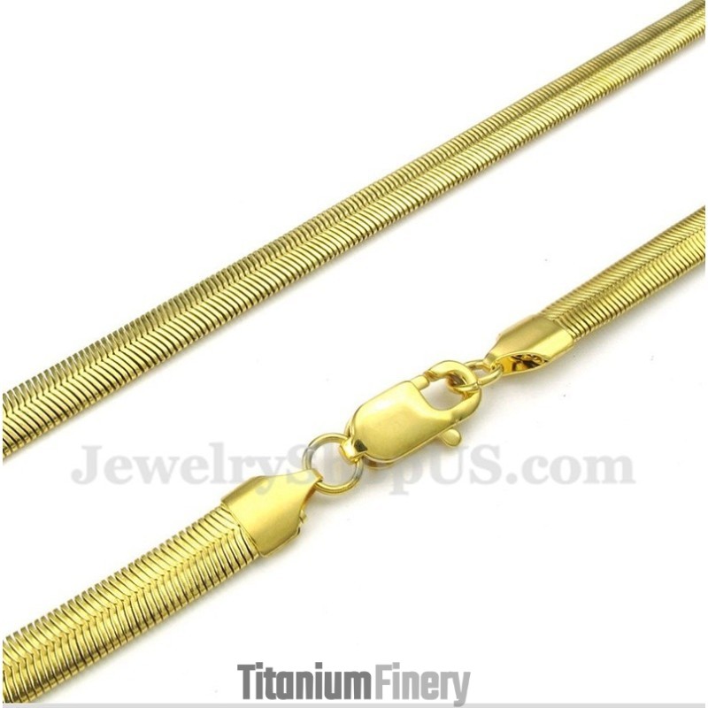 Men's 20 Inch Titanium Gold Snake Necklace Men's 20 Inch Titanium Gold Snake Necklace