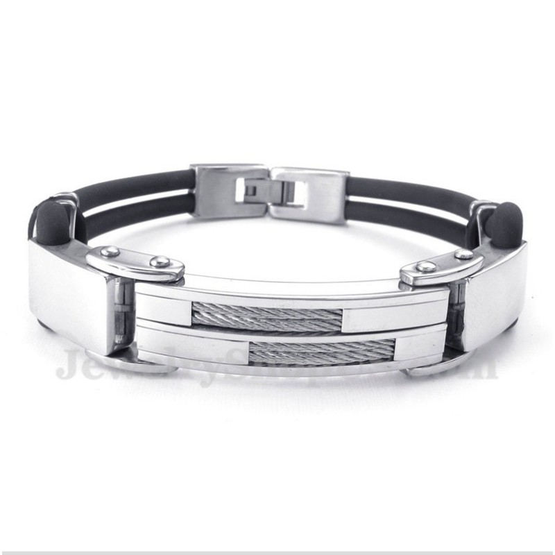 Men's Titanium Cable Leather Bracelet Men's Titanium Cable Leather Bracelet