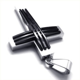 New Style Weave Cross Titanium Pendant (Black)