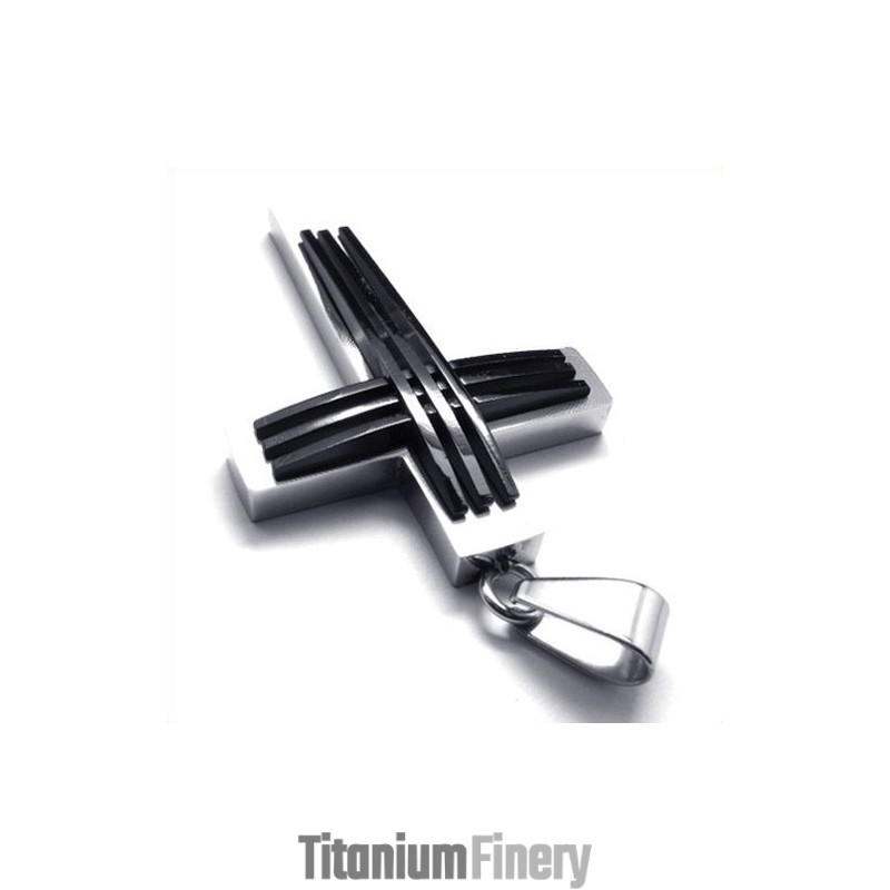 New Style Weave Cross Titanium Pendant (Black)