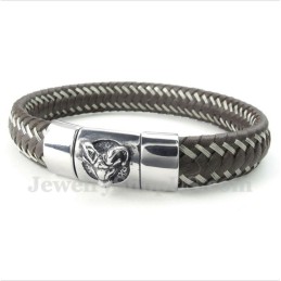 Men's Titanium Aries Leather Cable Bracelet