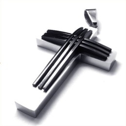 New Style Weave Cross Titanium Pendant (Black)
