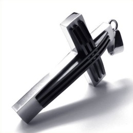 New Style Weave Cross Titanium Pendant (Black)