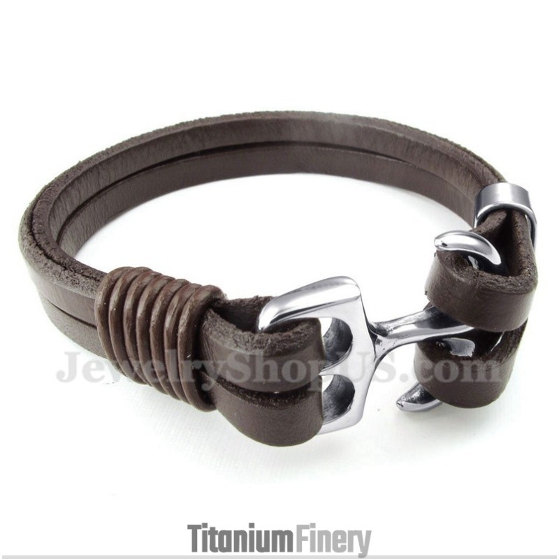 Men's Leather Anchor Bracelet Men's Leather Anchor Bracelet