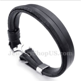 Men's Leather Anchor Bracelet