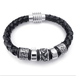 Men's Leather Titanium Bracelet