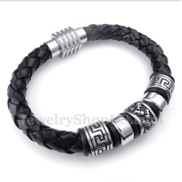 Men's Leather Titanium Bracelet