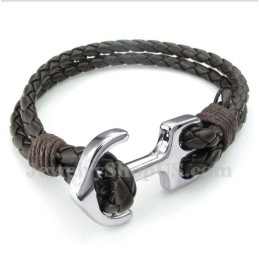 Men's Leather Anchor Bracelet