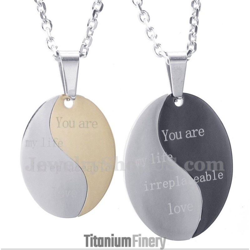 Titanium Couple'S Pendant With Free Chain (One Pair)