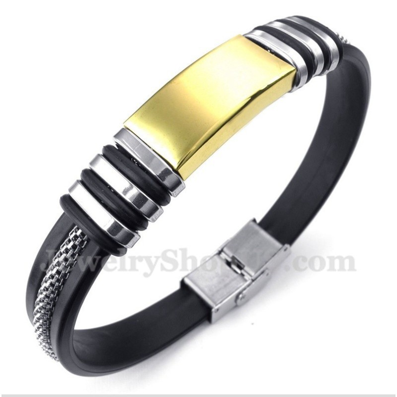Men's Titanium Gold Rubber Bracelet Men's Titanium Gold Rubber Bracelet