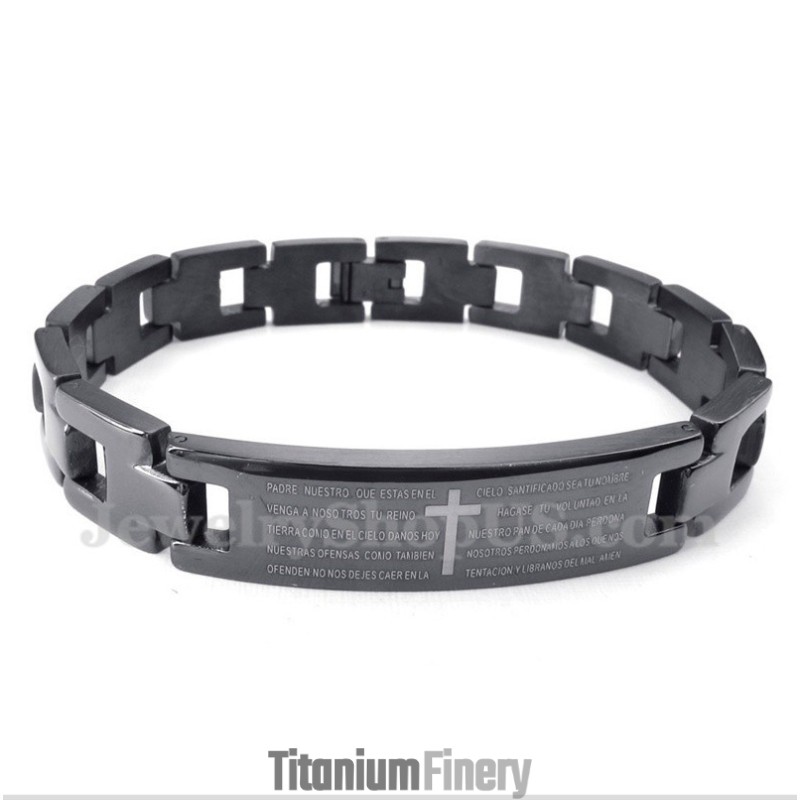 Men's Titanium Cross Bible Verse Bracelet Men's Titanium Cross Bible Verse Bracelet