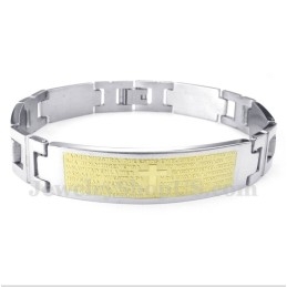 Men's Titanium Cross Gold Bible Verse Bracelet