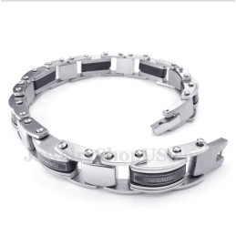 Men's Titanium Black Greek Meander Pattern Bracelet