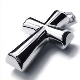 Fashion Column Cross Titanium Pendant (Silver)