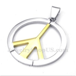 Men's Titanium Peace Sign Pendant With Free Chain
