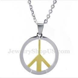 Men's Titanium Peace Sign Pendant With Free Chain