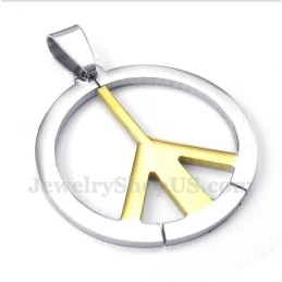 Men's Titanium Peace Sign Pendant With Free Chain