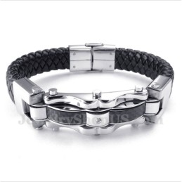 Men's Titanium Carbon Fiber Leather Bracelet
