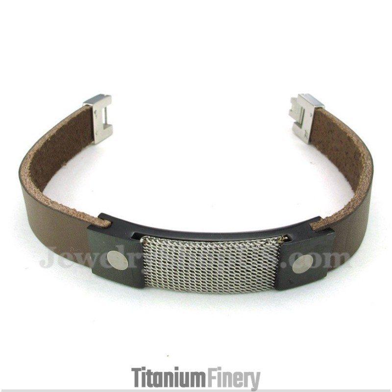 Men's Titanium Armor Mesh Leather Bracelet Men's Titanium Armor Mesh Leather Bracelet