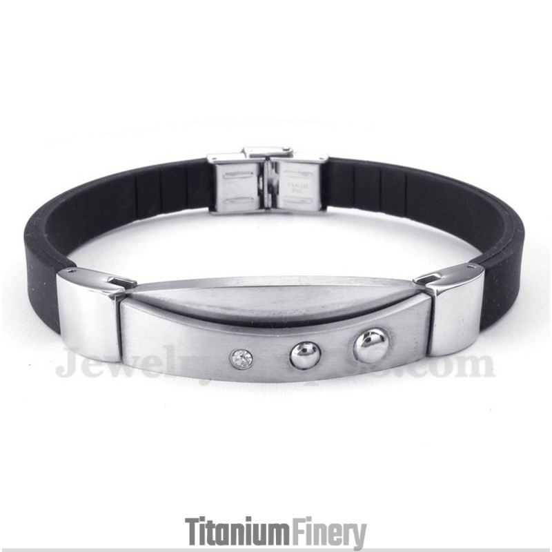 Men's Titanium Diamond Rubber Bracelet Men's Titanium Diamond Rubber Bracelet