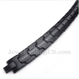 Men's Titanium Greek Meander Pattern Black Bracelet