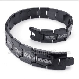 Men's Titanium Greek Meander Pattern Black Bracelet