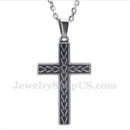 Men's Titanium Casted Chain Cross Pendant With Free Chain