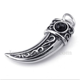 Men's Titanium Casted Horns Black Zircon Pendant With Free Chain