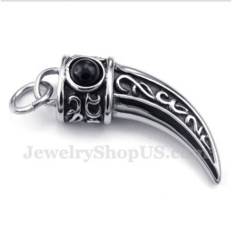 Men's Titanium Casted Horns Black Zircon Pendant With Free Chain