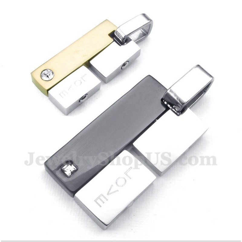 Titanium Love Rectangle Couple'S Pendant With Free Chain (One Pair) Titanium Love Rectangle Couple'S Pendant With Free Chain (One Pair)