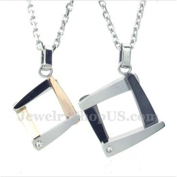 Titanium Diamond Couple'S Pendant With Free Chain (One Pair)