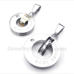 Titanium Diamond Forever Love Round Couple'S Pendant With Free Chain (One Pair)
