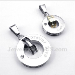 Titanium Diamond Forever Love Round Couple'S Pendant With Free Chain (One Pair)