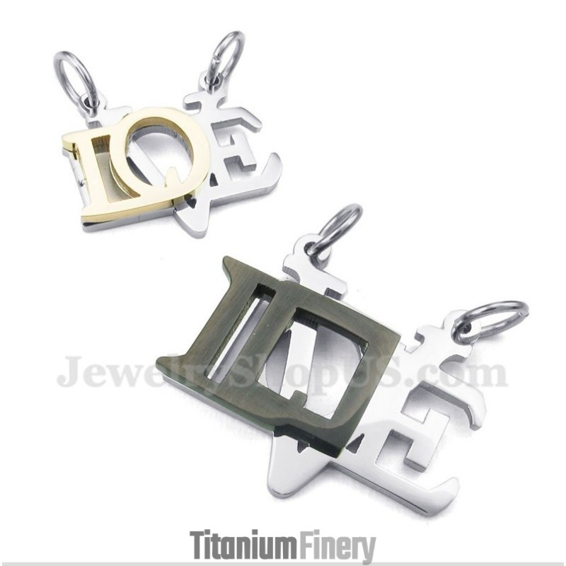 Titanium Love Letter Couple'S Pendant With Free Chain (One Pair) Titanium Love Letter Couple'S Pendant With Free Chain (One Pair)