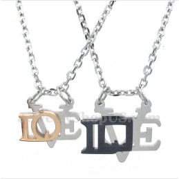 Titanium Love Letter Couple'S Pendant With Free Chain (One Pair)